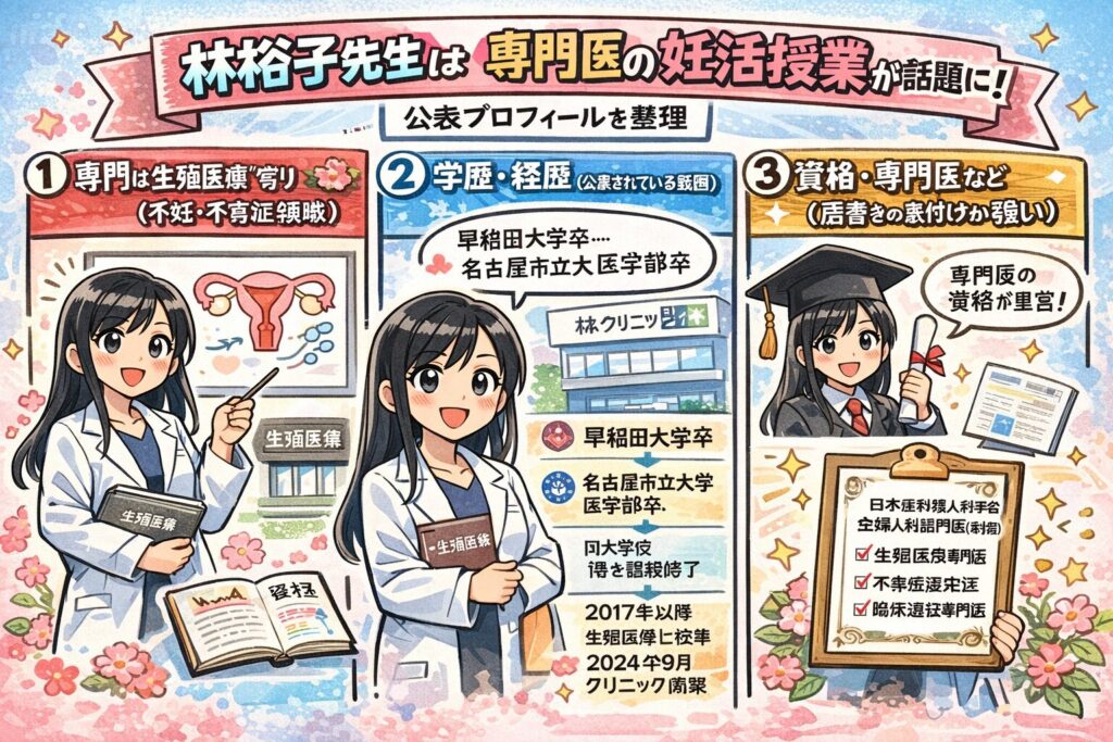 林修の妻・林裕子は産婦人科医！「妊活授業」で話題になった理由！ | MTブログ